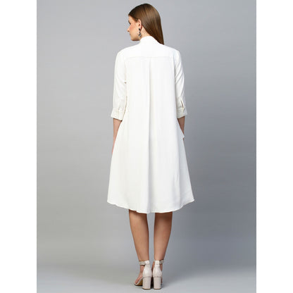 Echke Chinese Collar Double Layered Shirt Dress