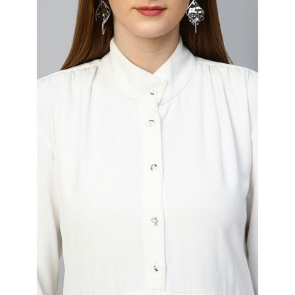 Echke Chinese Collar Double Layered Shirt Dress