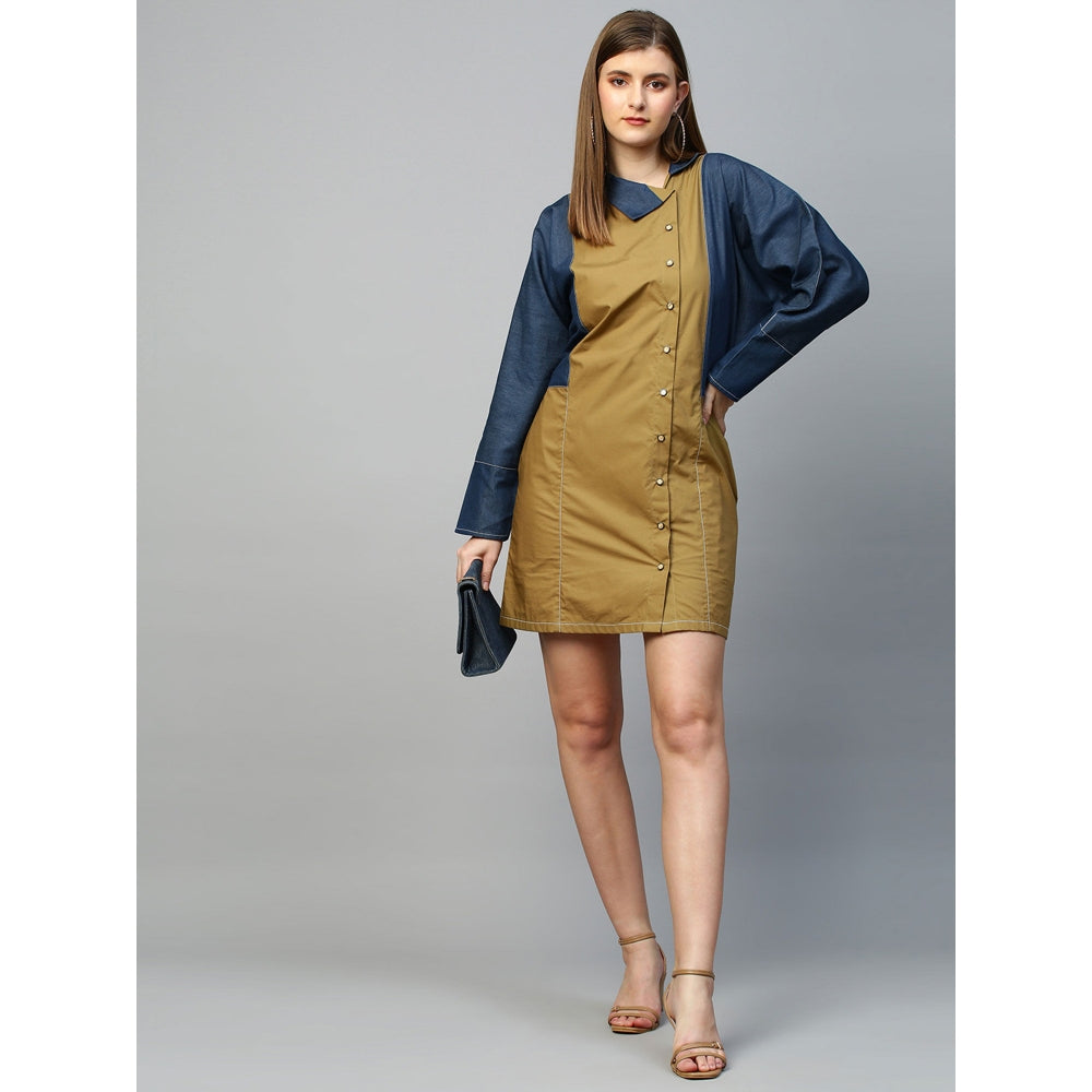 Echke Chinese Collar Raglan Sleeves Dress