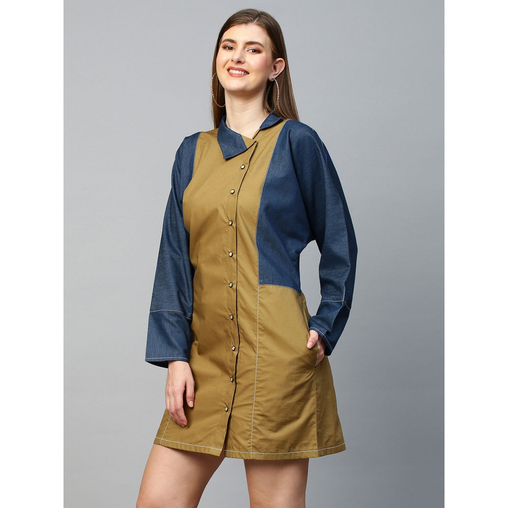 Echke Chinese Collar Raglan Sleeves Dress
