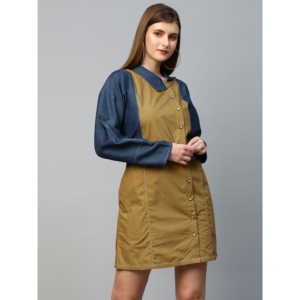 Echke Chinese Collar Raglan Sleeves Dress