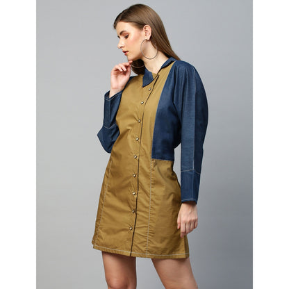 Echke Chinese Collar Raglan Sleeves Dress