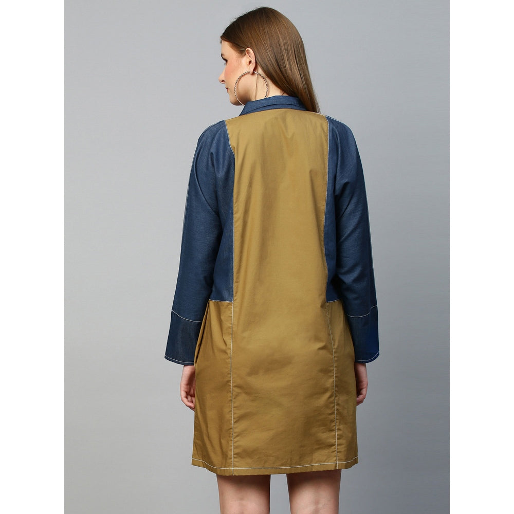 Echke Chinese Collar Raglan Sleeves Dress