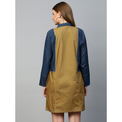 Echke Chinese Collar Raglan Sleeves Dress