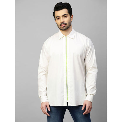 Echke White Shirt with Neon Zip Detail and Cross Embellishment on The Back