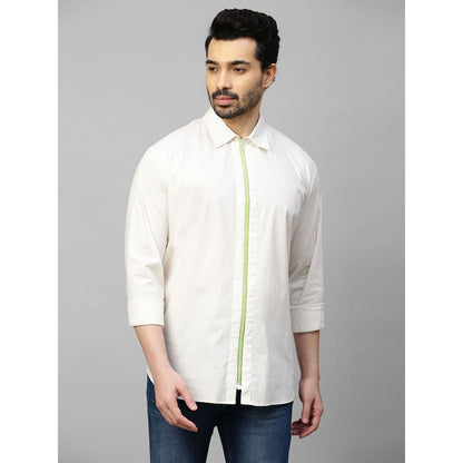 Echke White Shirt with Neon Zip Detail and Cross Embellishment on The Back