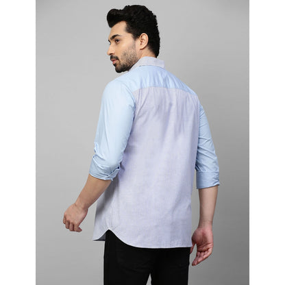 Echke Blue Striped Shirt with Light Blue Sleeves and Lapels Feature