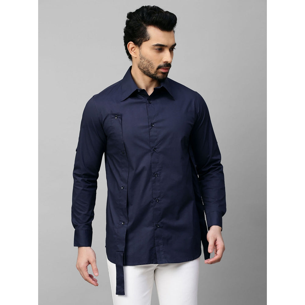 Echke Dark Blue Shirt with Double Placket