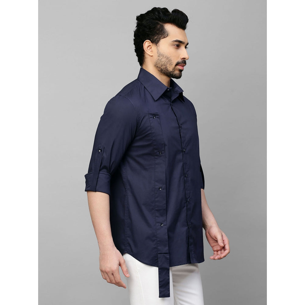 Echke Dark Blue Shirt with Double Placket