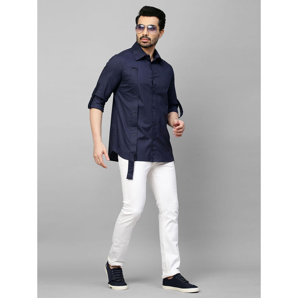 Echke Dark Blue Shirt with Double Placket
