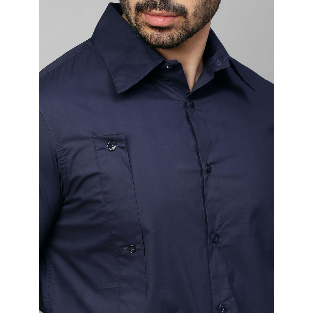 Echke Dark Blue Shirt with Double Placket