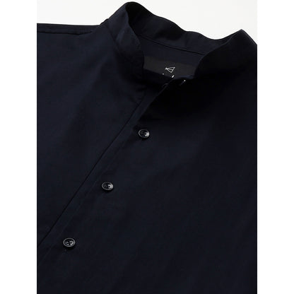 Echke Blue Shirt with Stand Chinese Collar and 3 Plackets