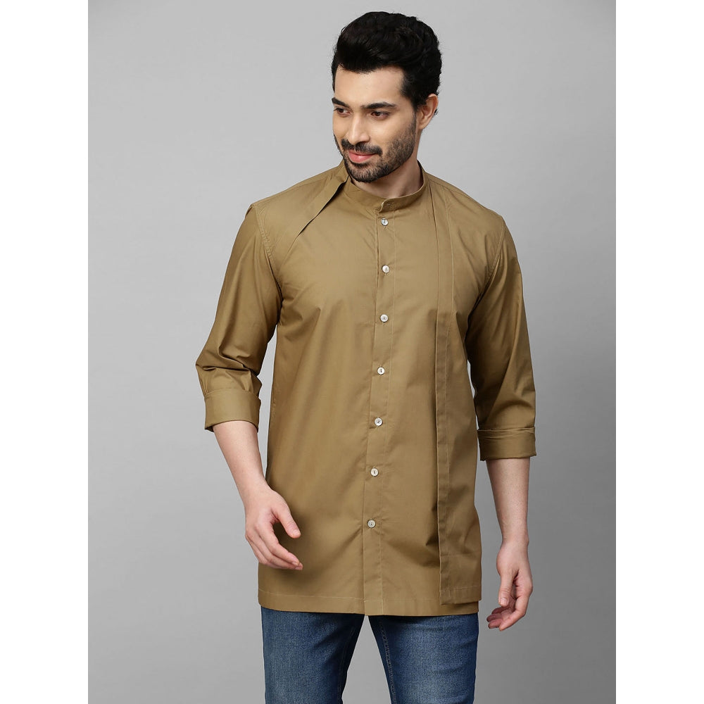 Echke Khaki Shirt with Extra Panel on One Side