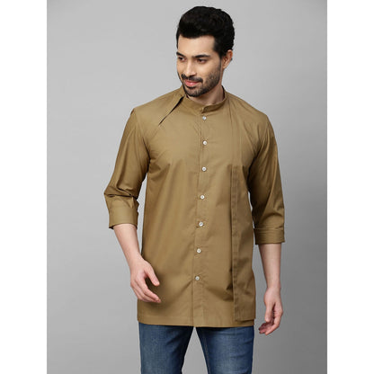 Echke Khaki Shirt with Extra Panel on One Side