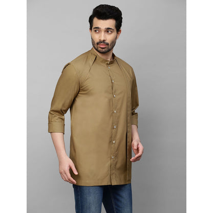 Echke Khaki Shirt with Extra Panel on One Side
