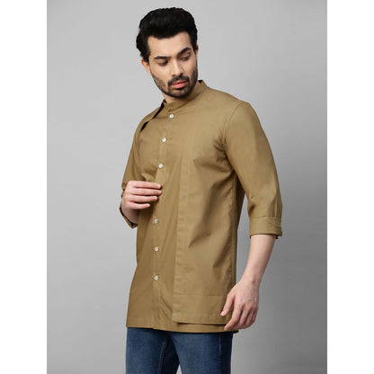 Echke Khaki Shirt with Extra Panel on One Side