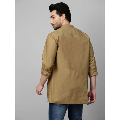 Echke Khaki Shirt with Extra Panel on One Side