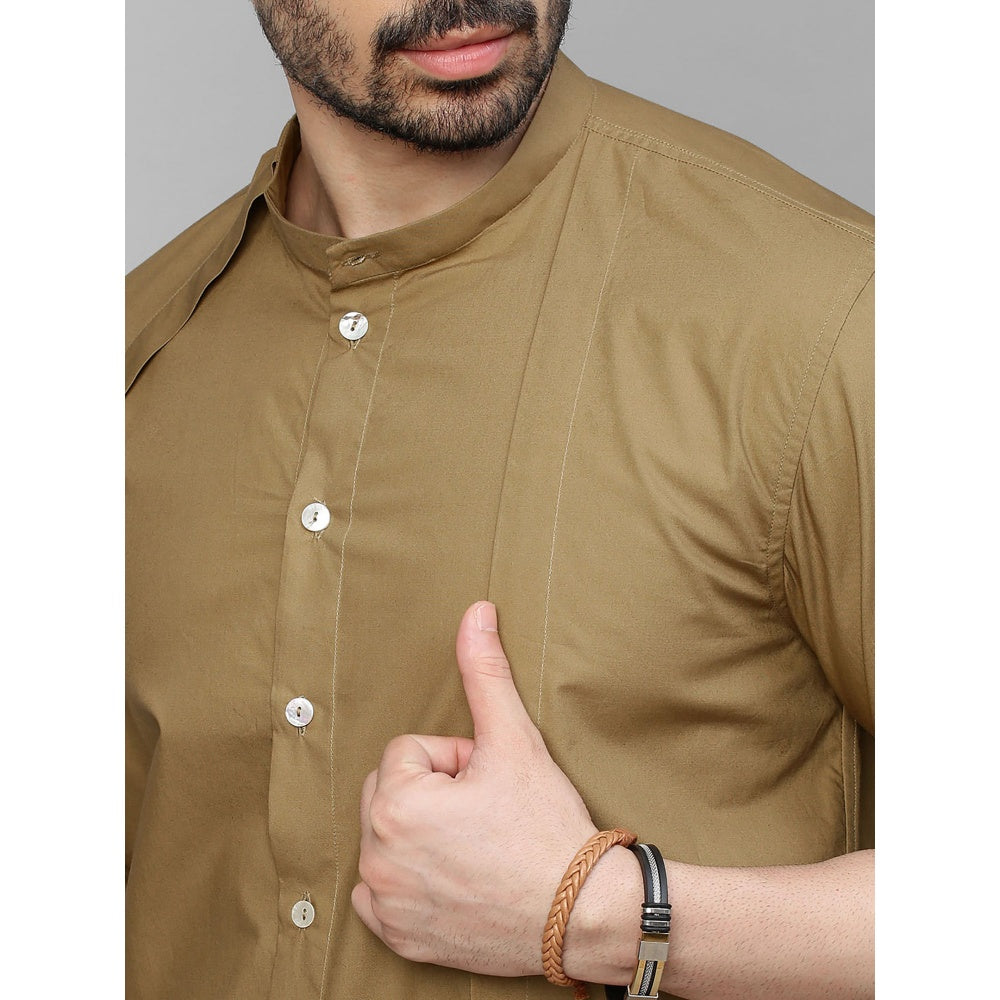 Echke Khaki Shirt with Extra Panel on One Side