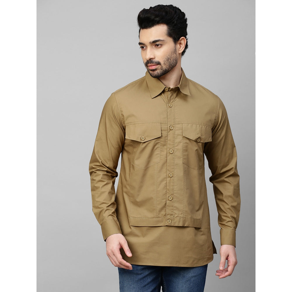 Echke Dark Khaki Shirt with Double Flap Feature