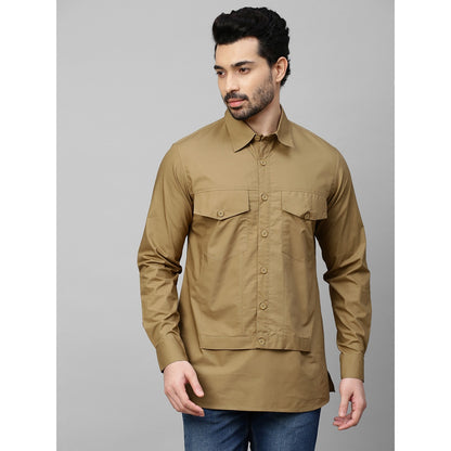 Echke Dark Khaki Shirt with Double Flap Feature