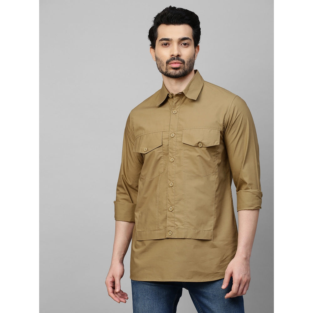 Echke Dark Khaki Shirt with Double Flap Feature
