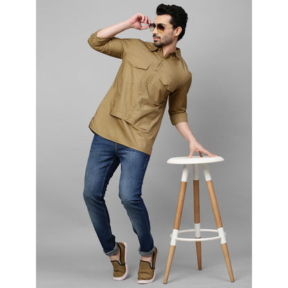 Echke Dark Khaki Shirt with Double Flap Feature