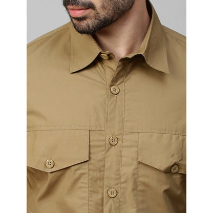 Echke Dark Khaki Shirt with Double Flap Feature