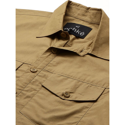 Echke Dark Khaki Shirt with Double Flap Feature