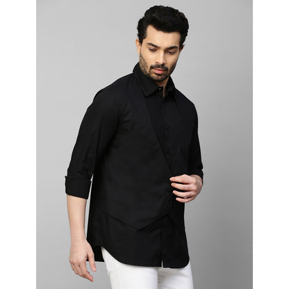Echke Black Waistcoat Feature Shirt Pintucks and 4 Self Buttons