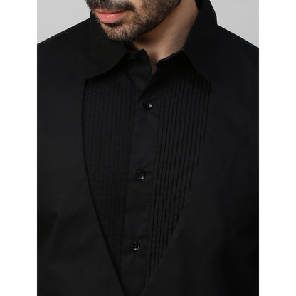 Echke Black Waistcoat Feature Shirt Pintucks and 4 Self Buttons