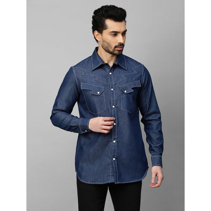 Echke Denim Shirt with White Stitching and Lightning Feature