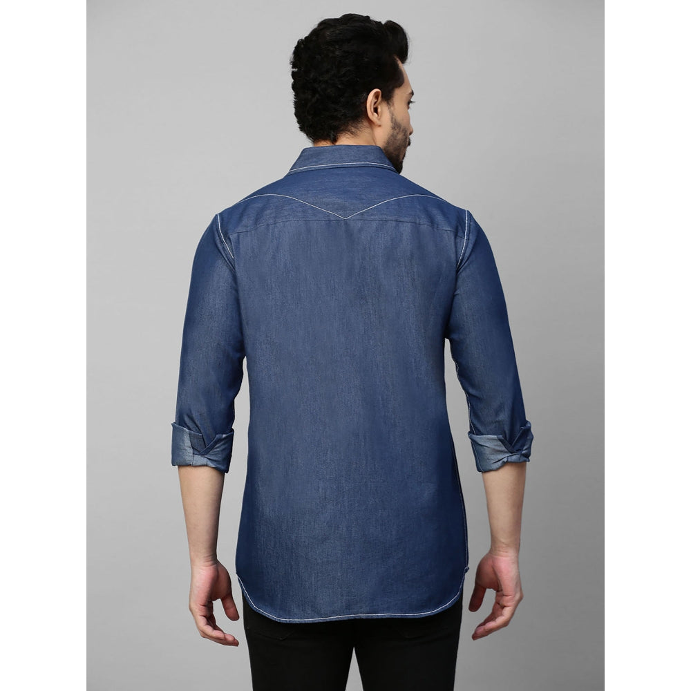 Echke Denim Shirt with White Stitching and Lightning Feature