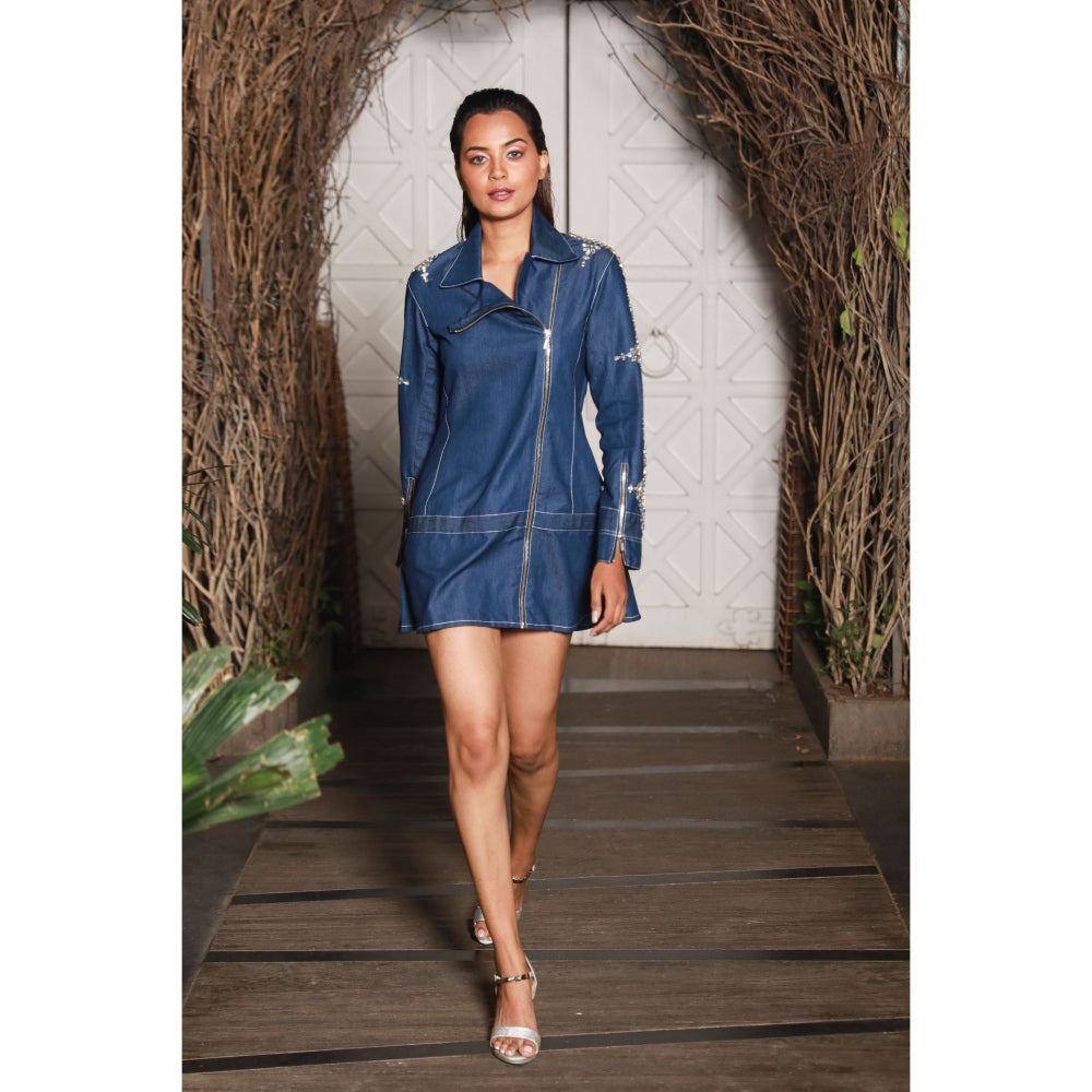 Echke Embellished Denim Jacket Dress
