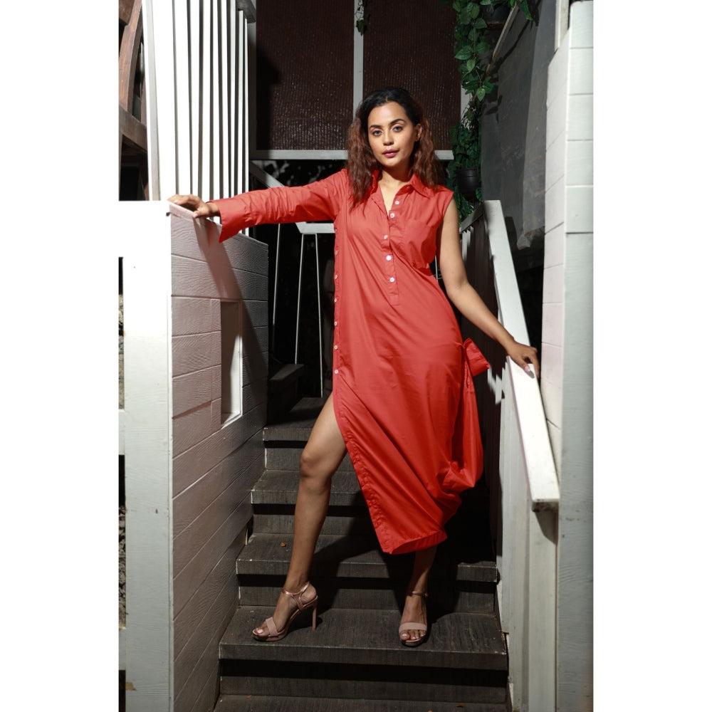 Echke Shirt Dress with Collar Feature at the Bottom