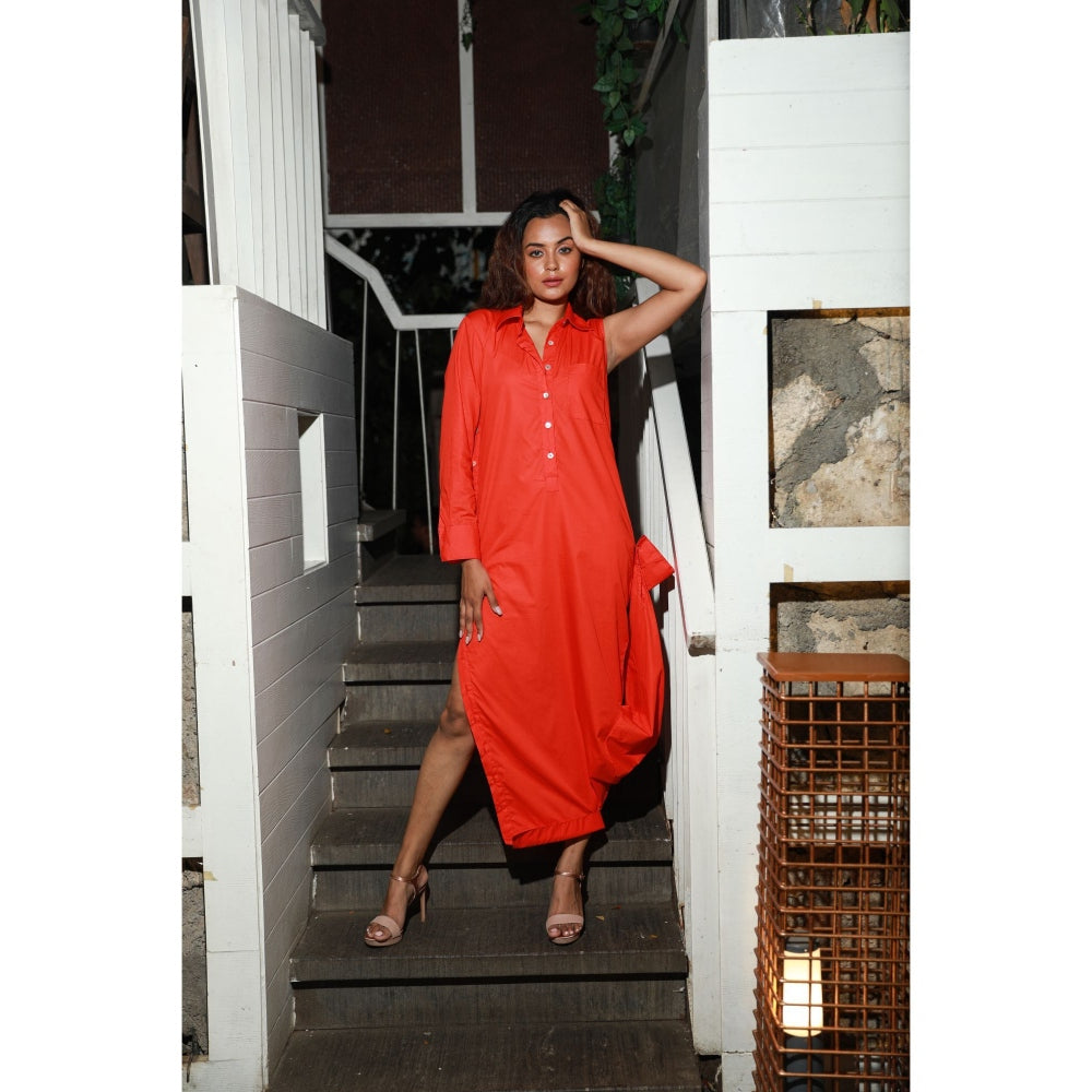 Echke Shirt Dress with Collar Feature at the Bottom