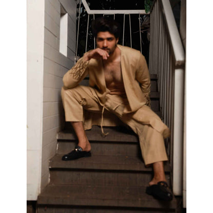 Echke Khakhi Linen Co-ord (Set of 2)