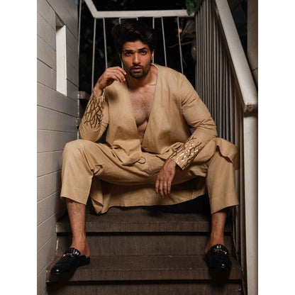 Echke Khakhi Linen Co-ord (Set of 2)