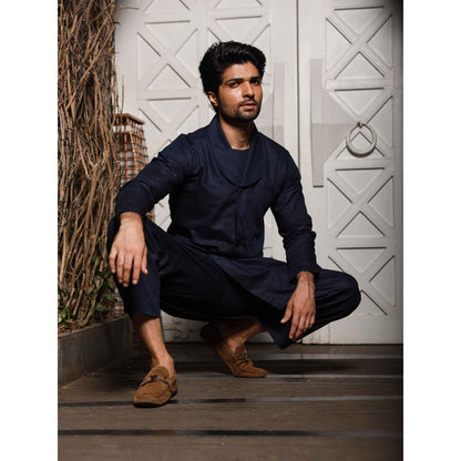 Echke Blue Linen Co-ord (Set of 2)