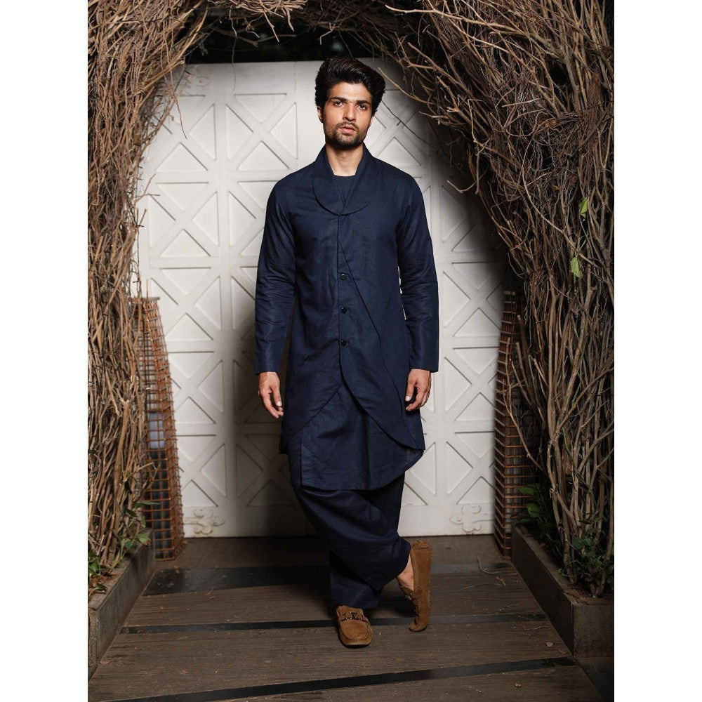 Echke Blue Linen Co-ord (Set of 2)