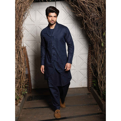 Echke Blue Linen Co-ord (Set of 2)