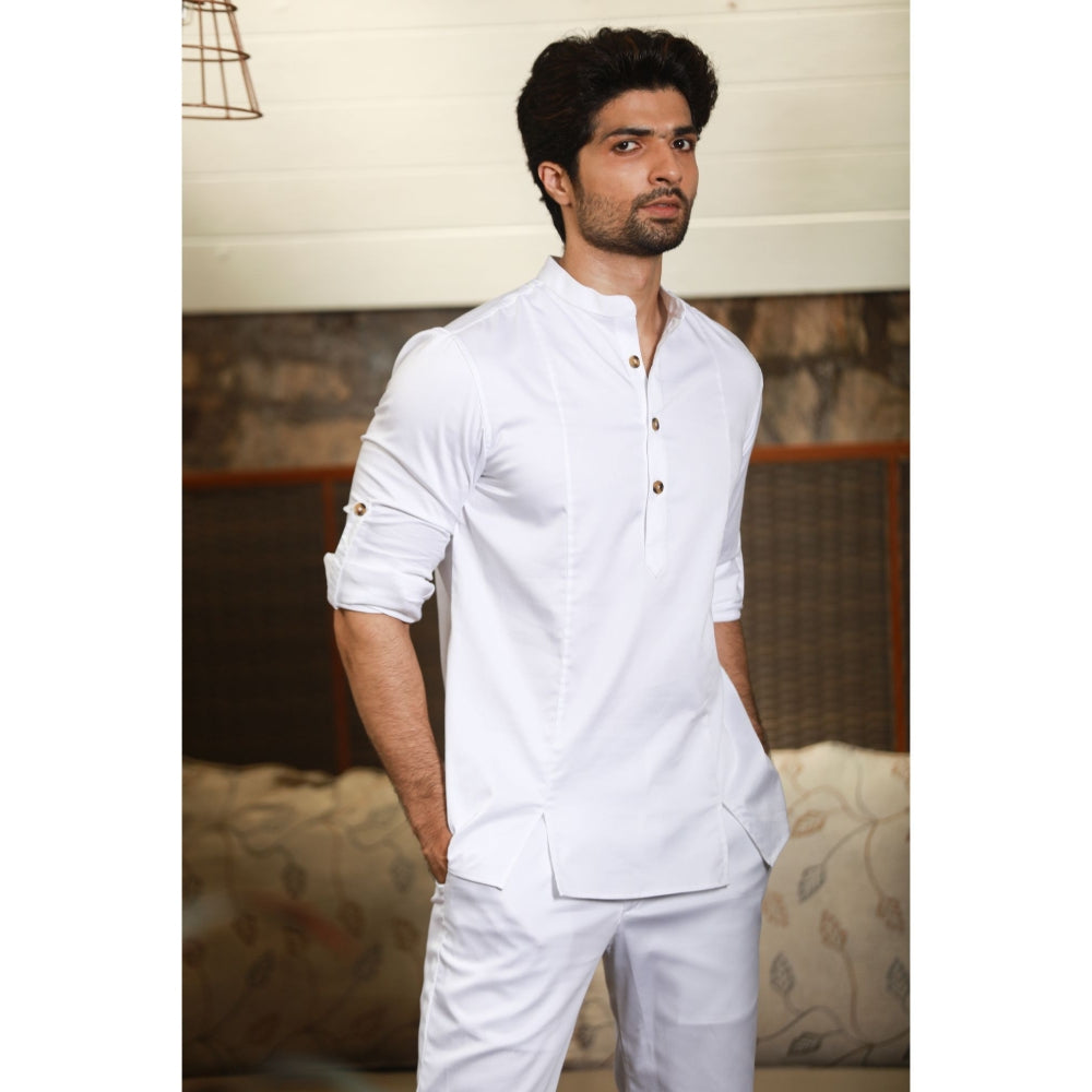 Echke White Co-ord with Slits (Set of 2)