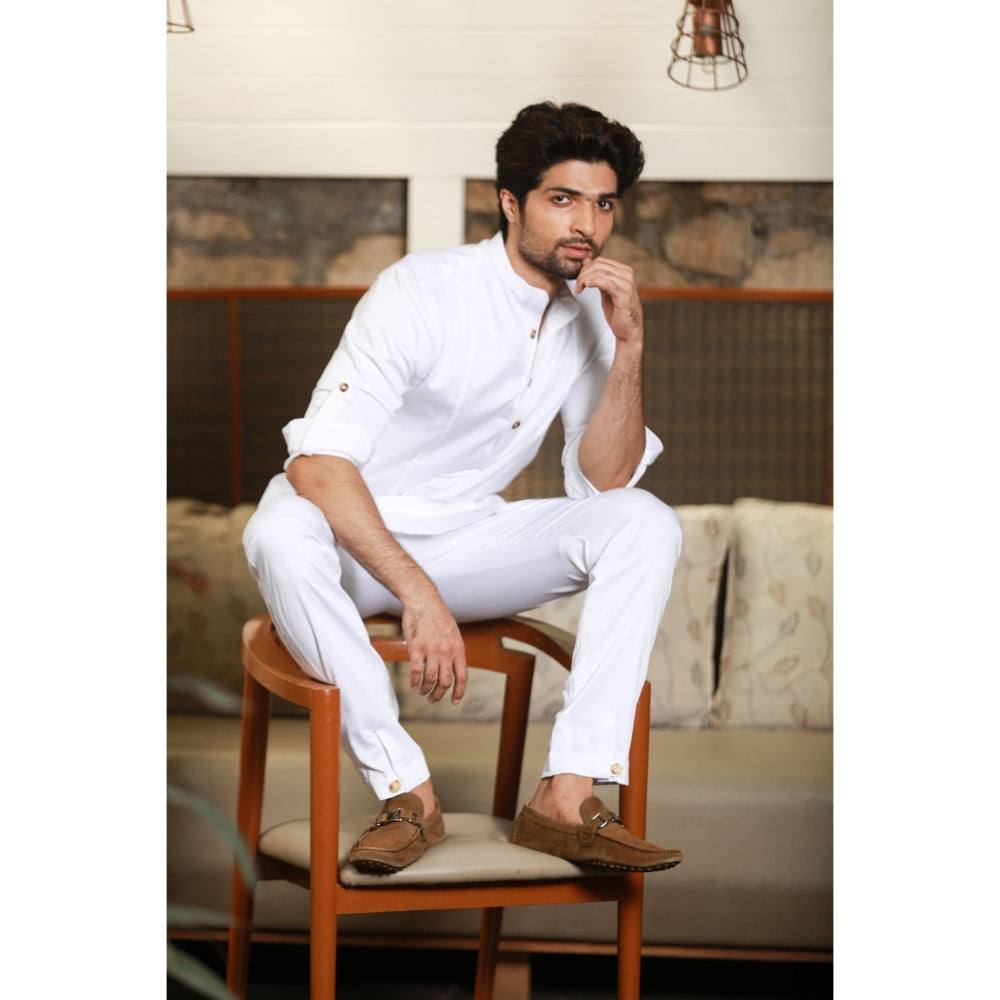 Echke White Co-ord with Slits (Set of 2)