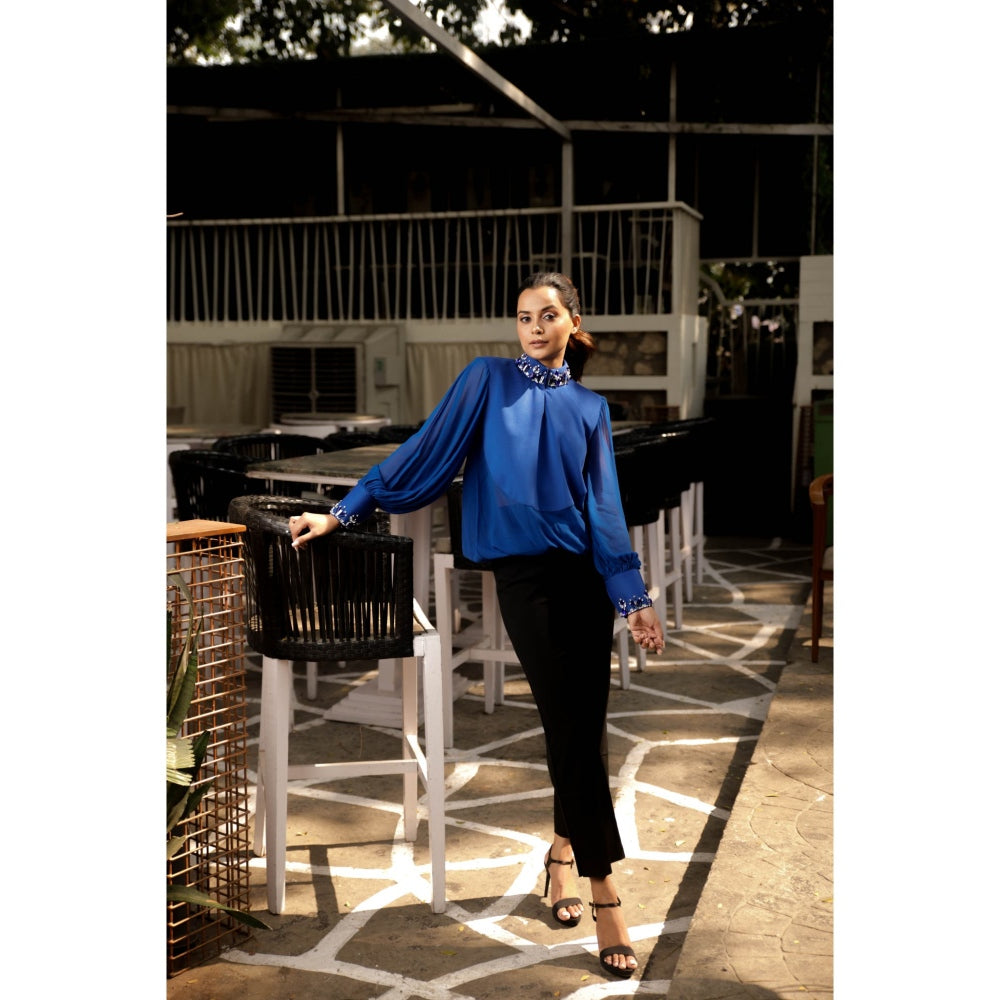 Echke Embellished Chinese High Neck Top