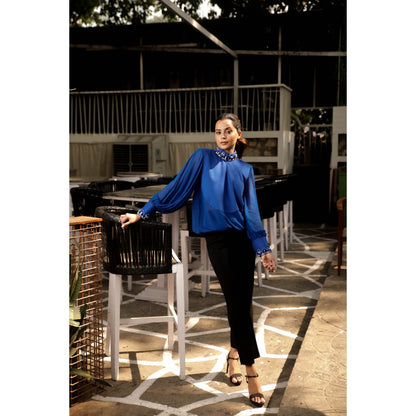 Echke Embellished Chinese High Neck Top