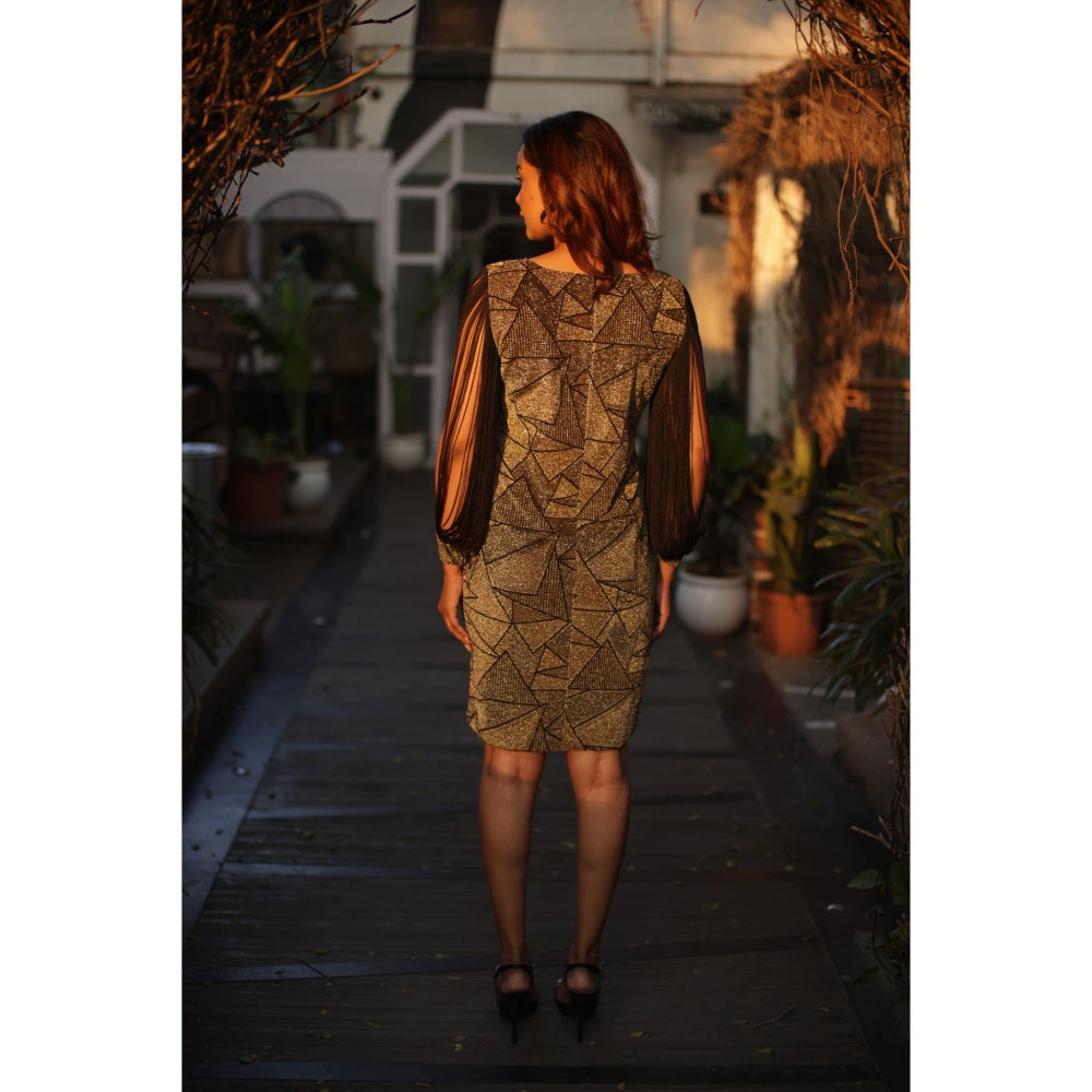 Echke Short Dress with Tassle Sleeves