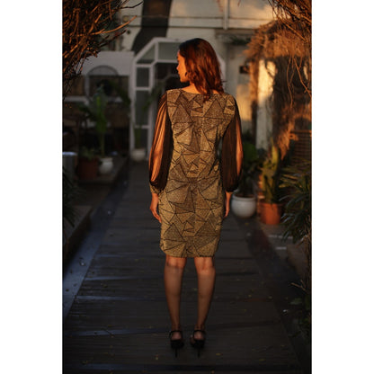 Echke Short Dress with Tassle Sleeves