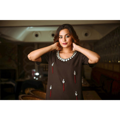 Echke Long Embellished Dress