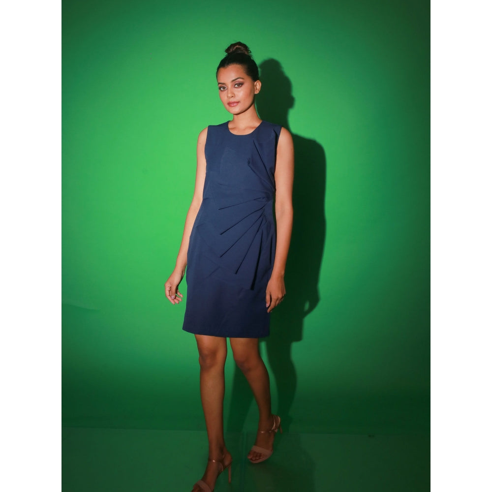 Echke Blue Short Dress With A Scone Pattern