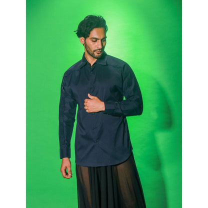 Echke Navy Blue Solid Shirt
