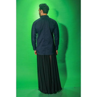 Echke Navy Blue Solid Shirt